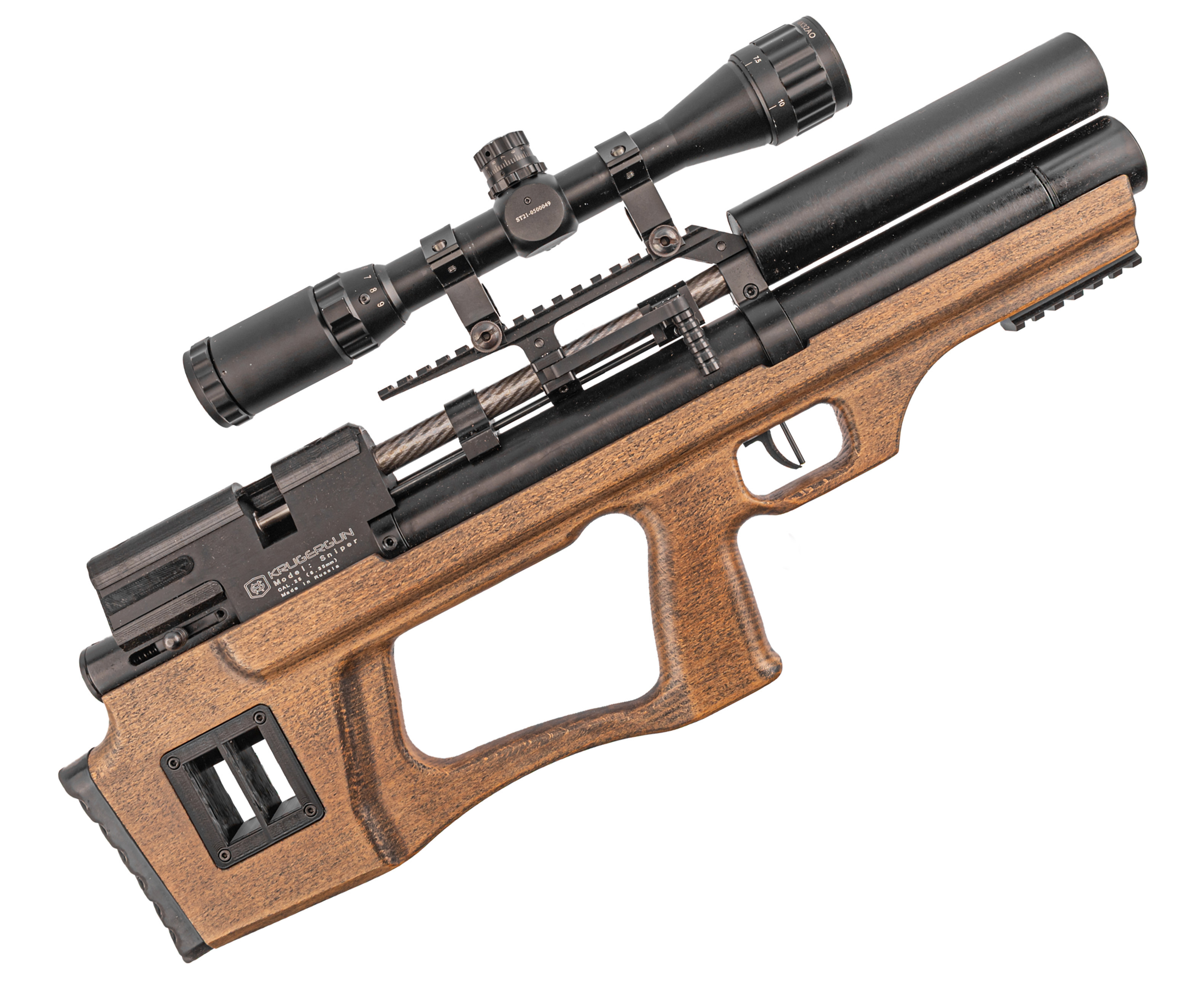 Пневматическая винтовка KrugerGun Снайпер BullPup 6.35 мм (редуктор, дерево, 300 мм, передний взвод)