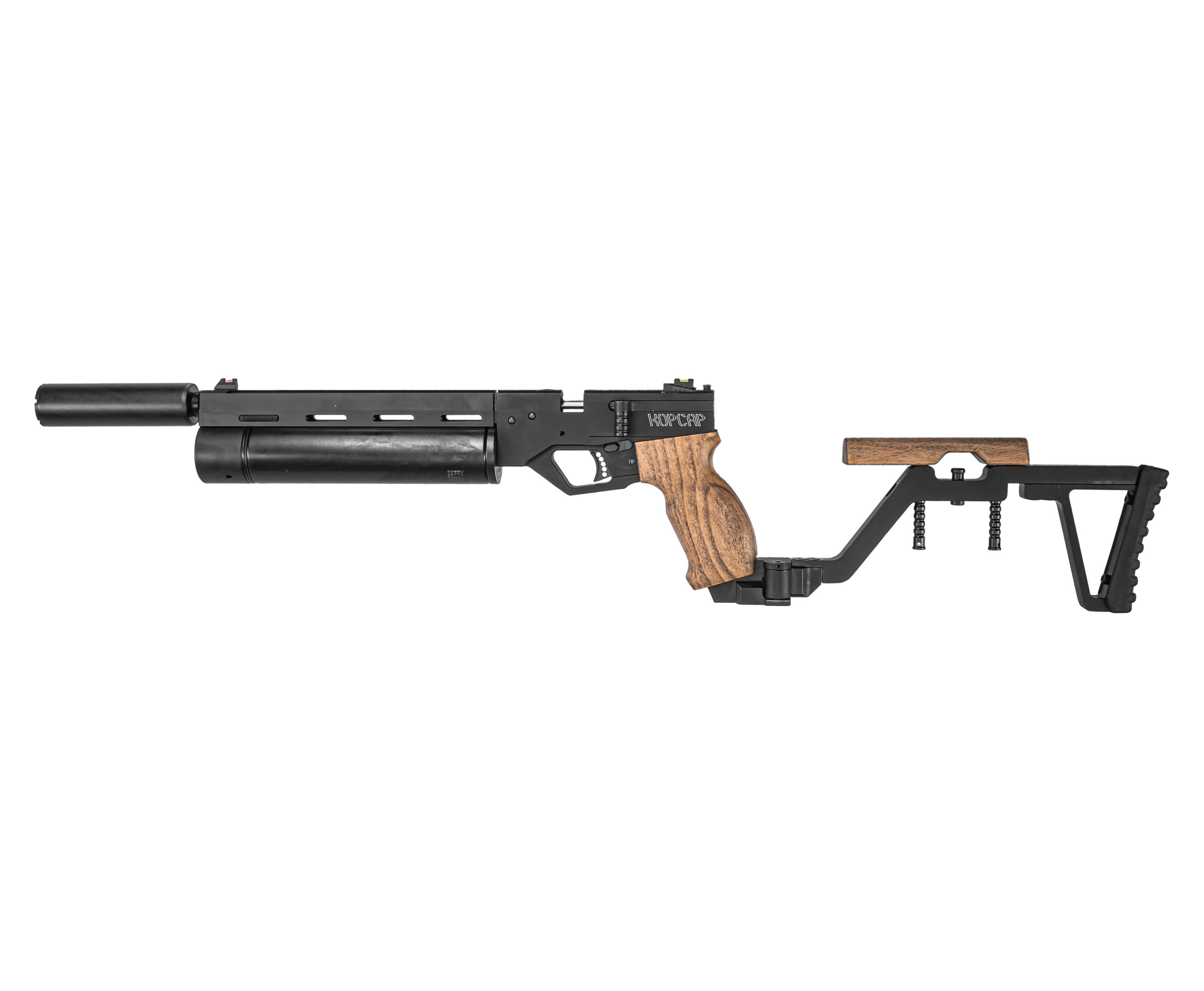 Пневматический пистолет KrugerGun Корсар 6.35 мм (240 мм, D42, приклад, редуктор, дерево, с манометром)