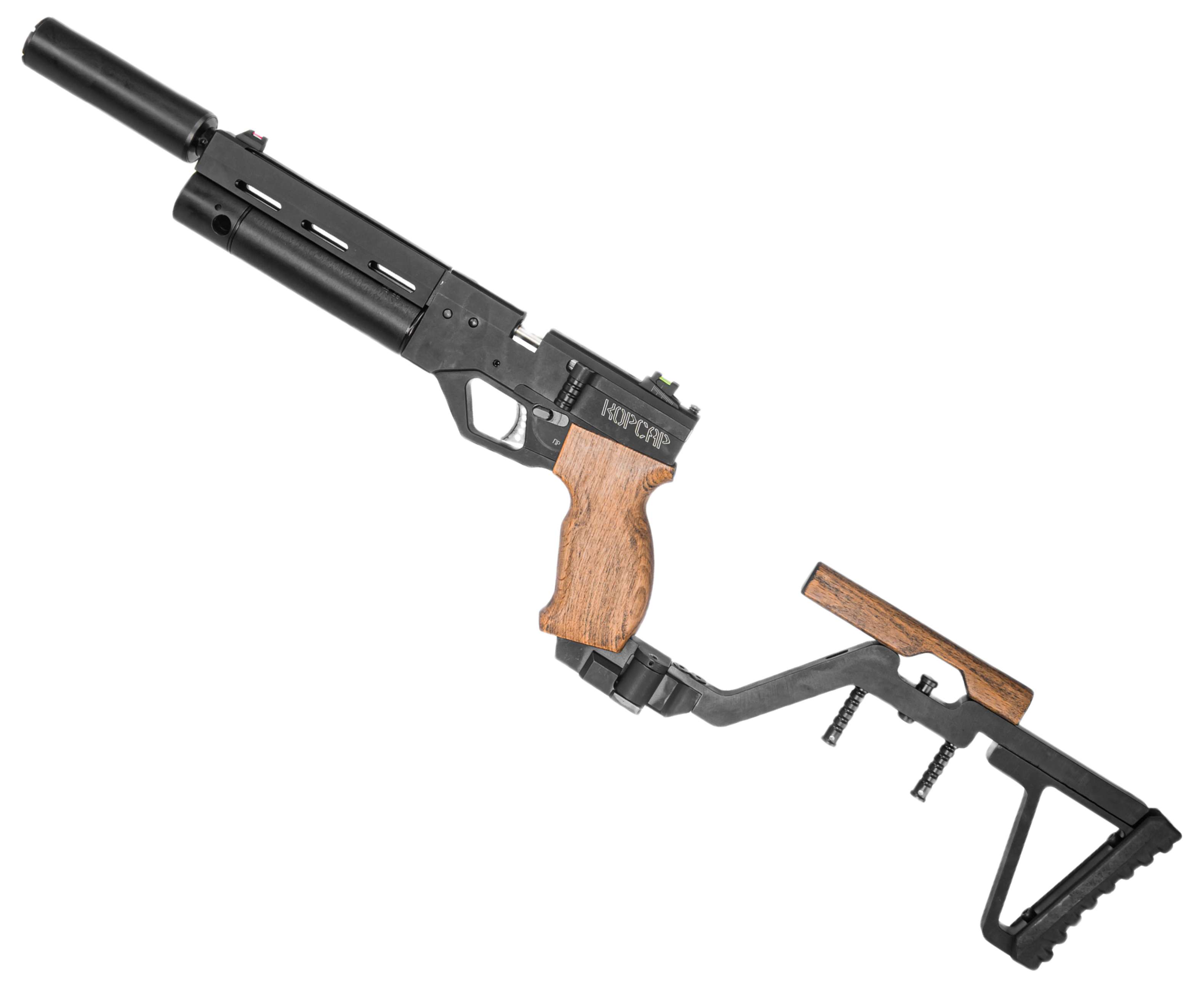 Пневматический пистолет KrugerGun Корсар 6.35 мм (180 мм, d32, редуктор, дерево, приклад, с манометром)
