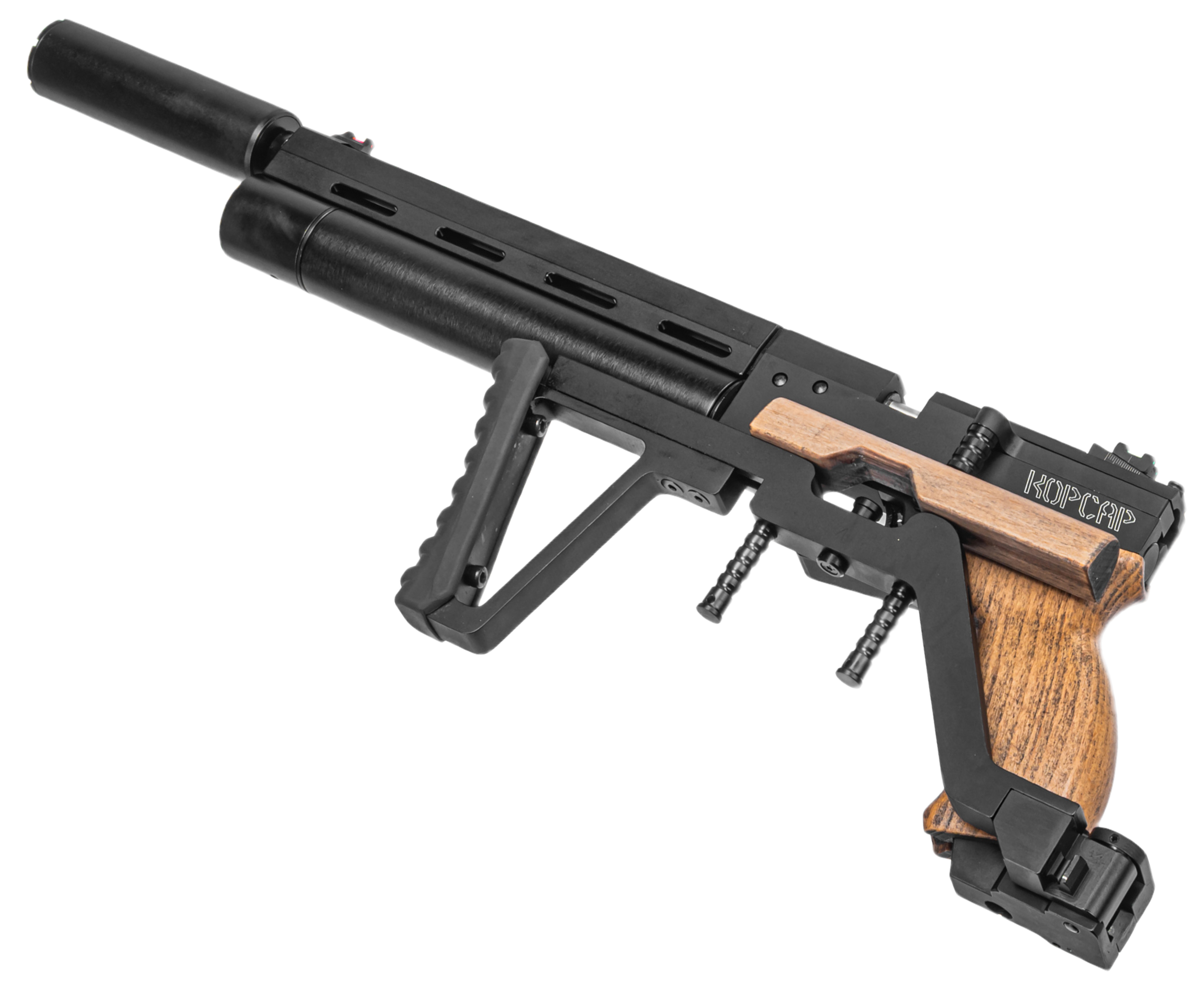 Пневматический пистолет KrugerGun Корсар 6.35 мм (240 мм, D32, прямоток, дерево, приклад, с манометром)