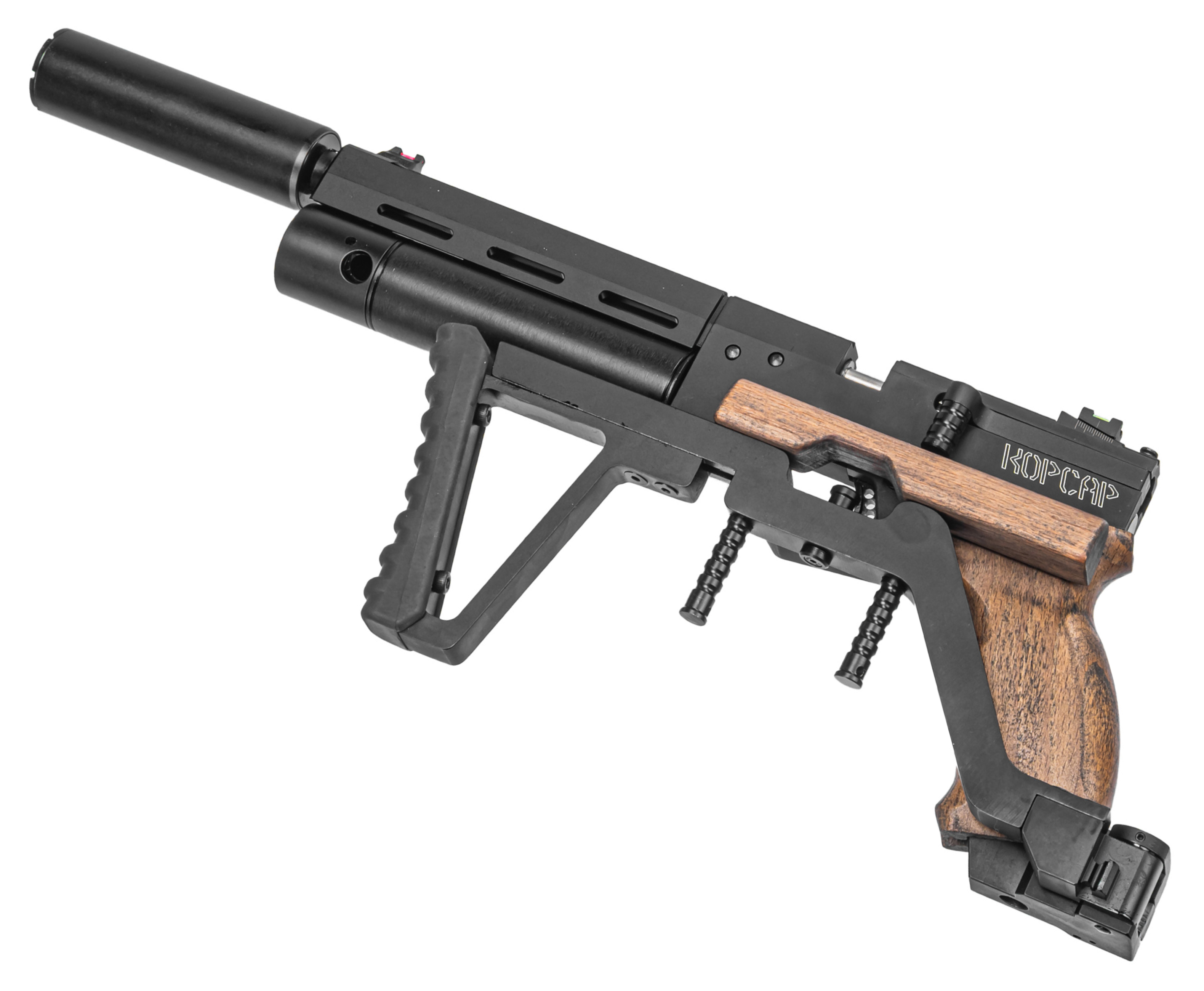 Пневматический пистолет KrugerGun Корсар 6.35 мм (180 мм, D32, прямоток, дерево, приклад, с манометром)