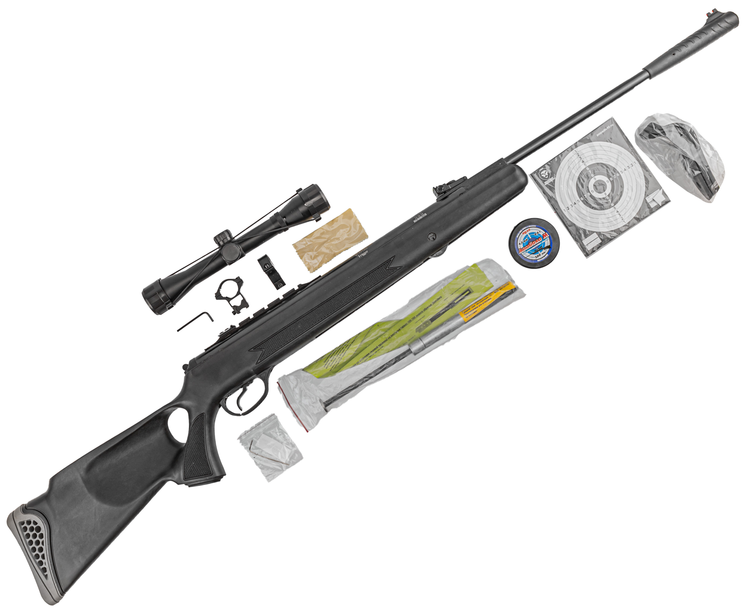 Пневматическая винтовка Hatsan 125 TH Hunter Set 4.5 мм (прицел, кольца, газовая пружина, мишени, пули, подарочный набор)