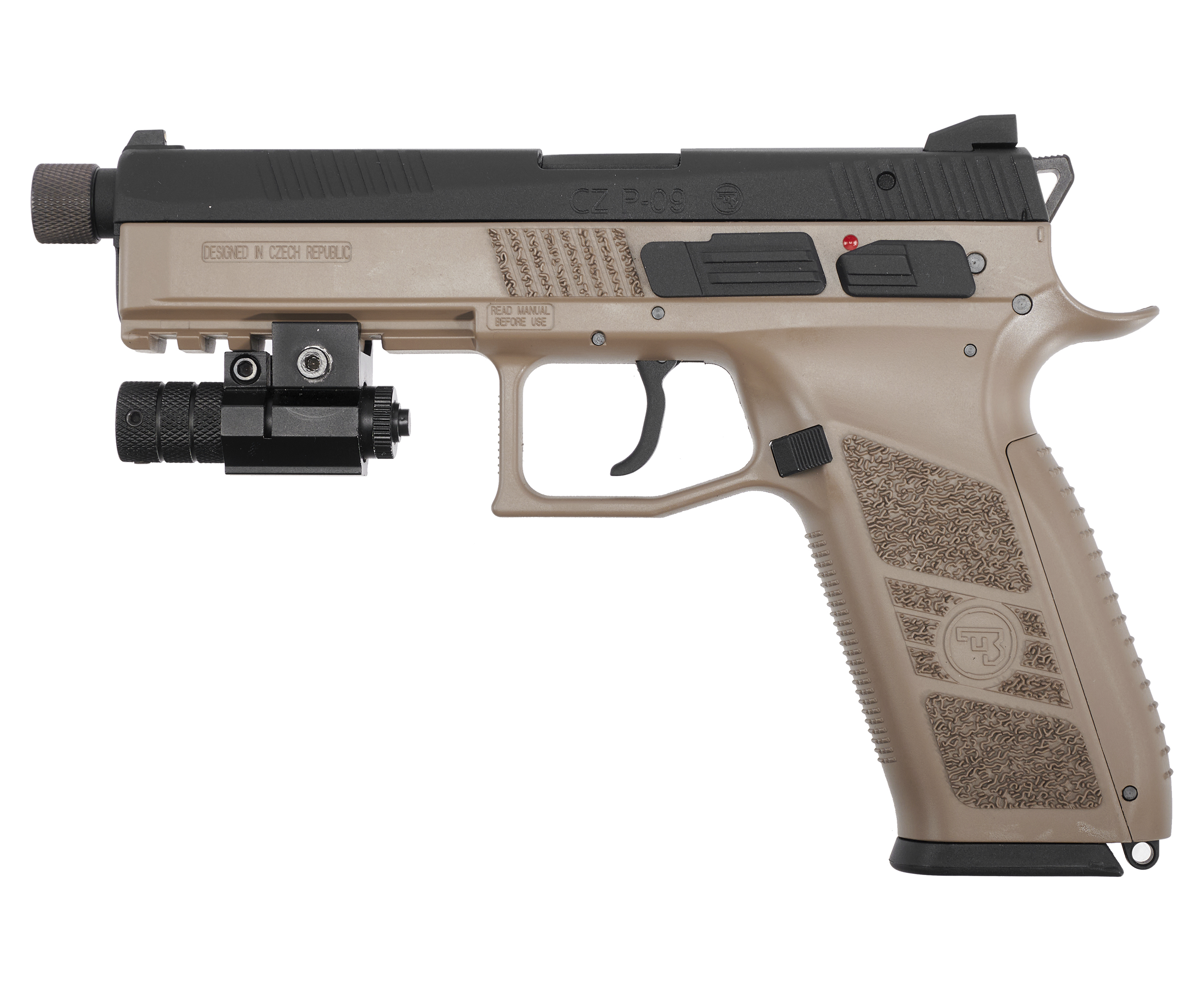Страйкбольный пистолет KJW CZ P-09 TBC (6 мм, GBB, Green Gas, Tan, резьба)