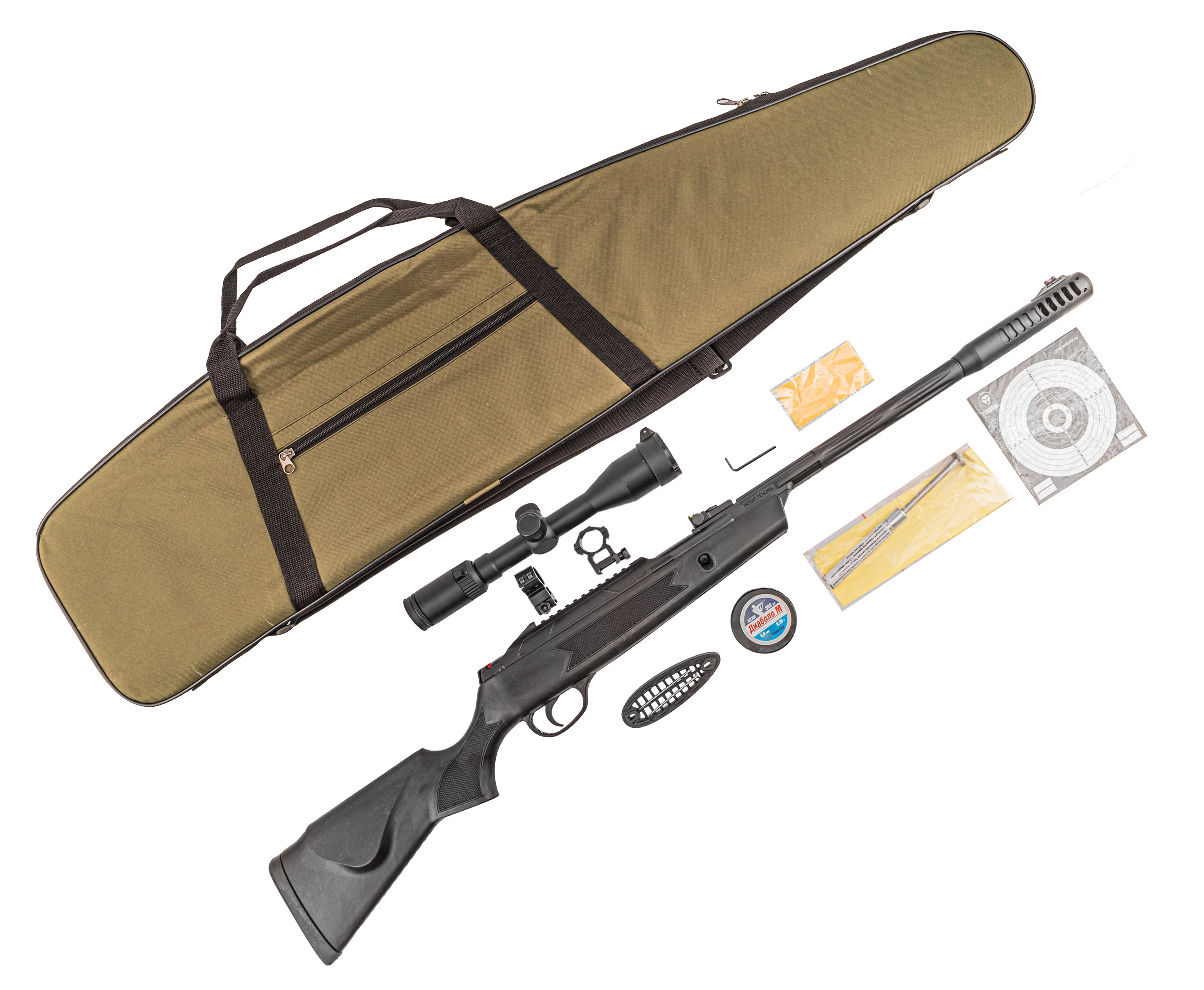 Пневматическая винтовка Hatsan Alpha Hunter Set-2 4.5 мм (прицел, кольца, чехол, газовая пружина, мишени, пули, подарочный набор)