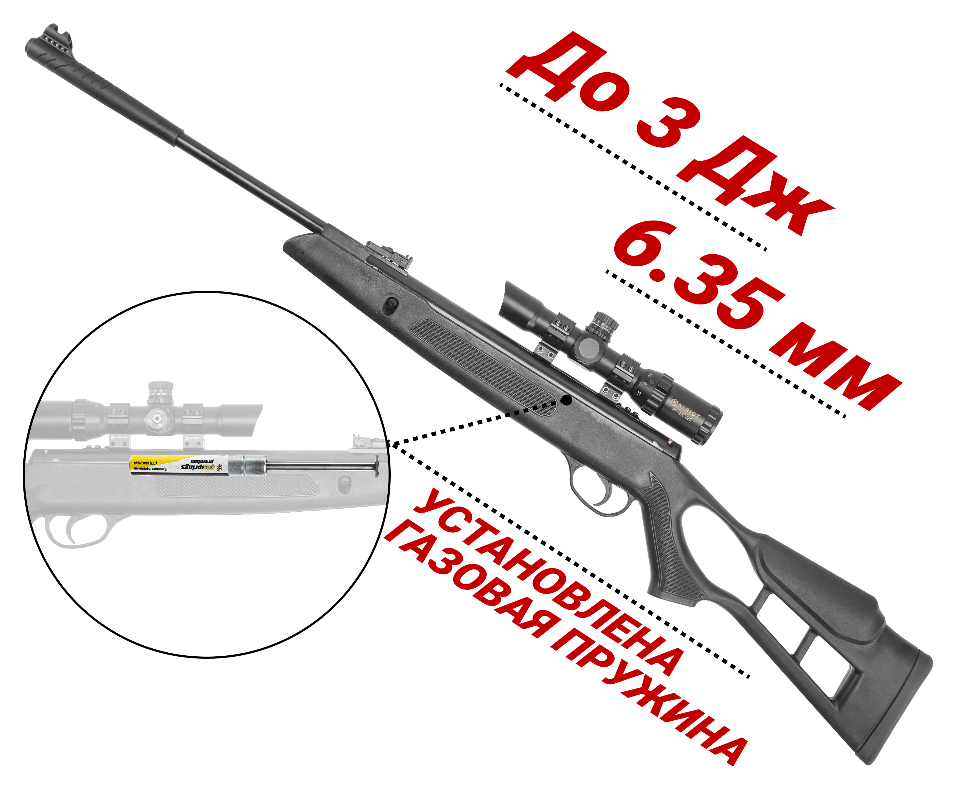 Пневматическая винтовка Hatsan Striker Edge 6.35 мм (пластик, газовая пружина)