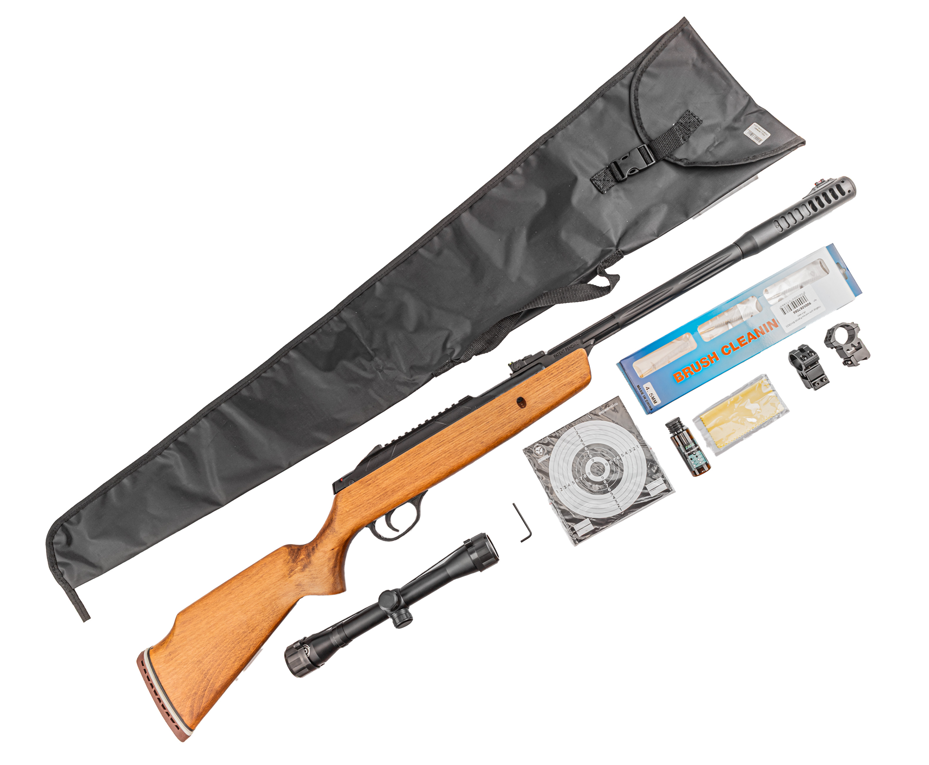 Пневматическая винтовка Hatsan Alpha W Hunter Set №4 4.5 мм (прицел, кольца, чехол, набор для чистки, мишени, пули, подарочный набор)