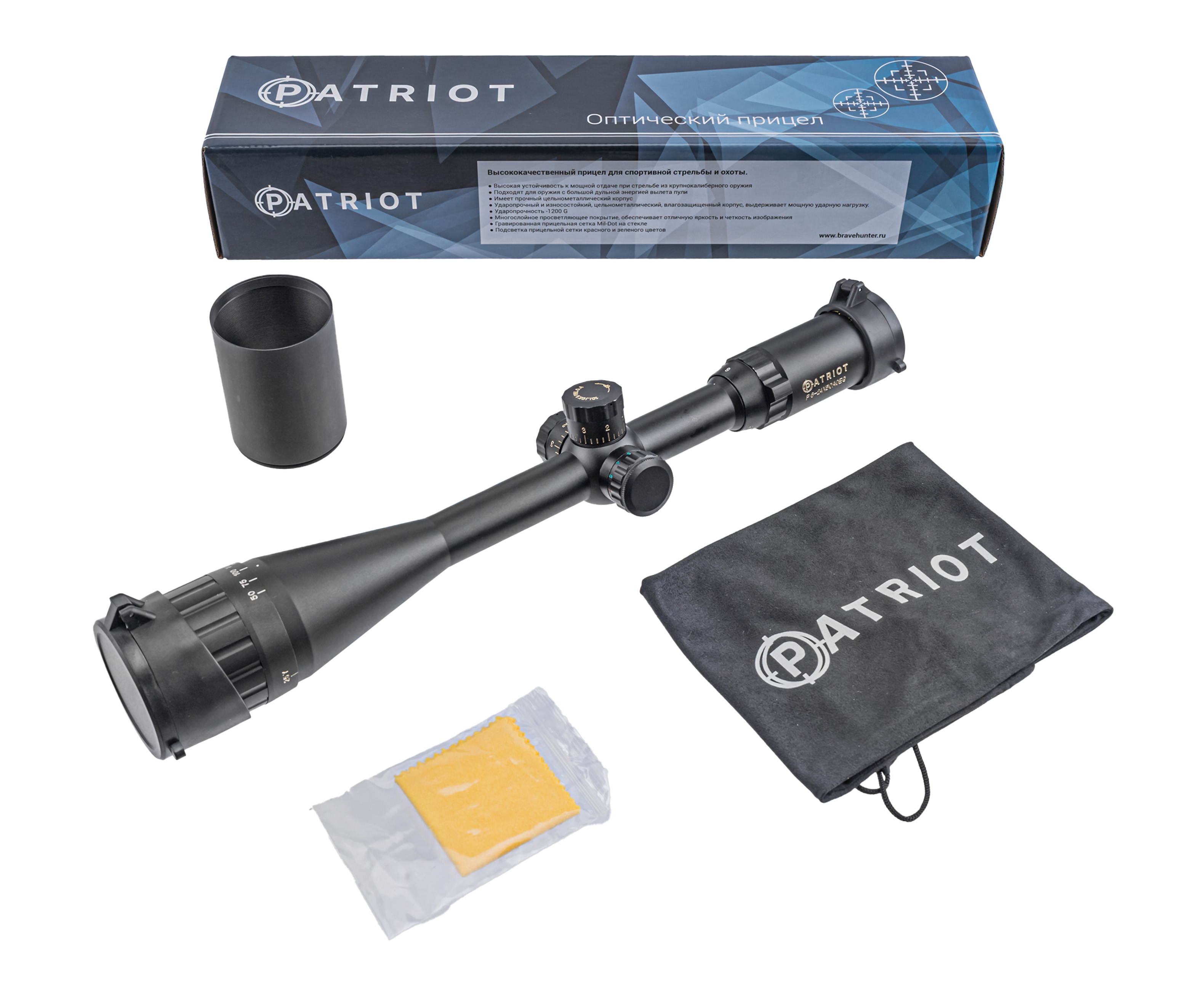 Оптический прицел Patriot P 6-24x50 AOEG (25.4 мм, подсветка, Mil-Dot, BH-PT624G)