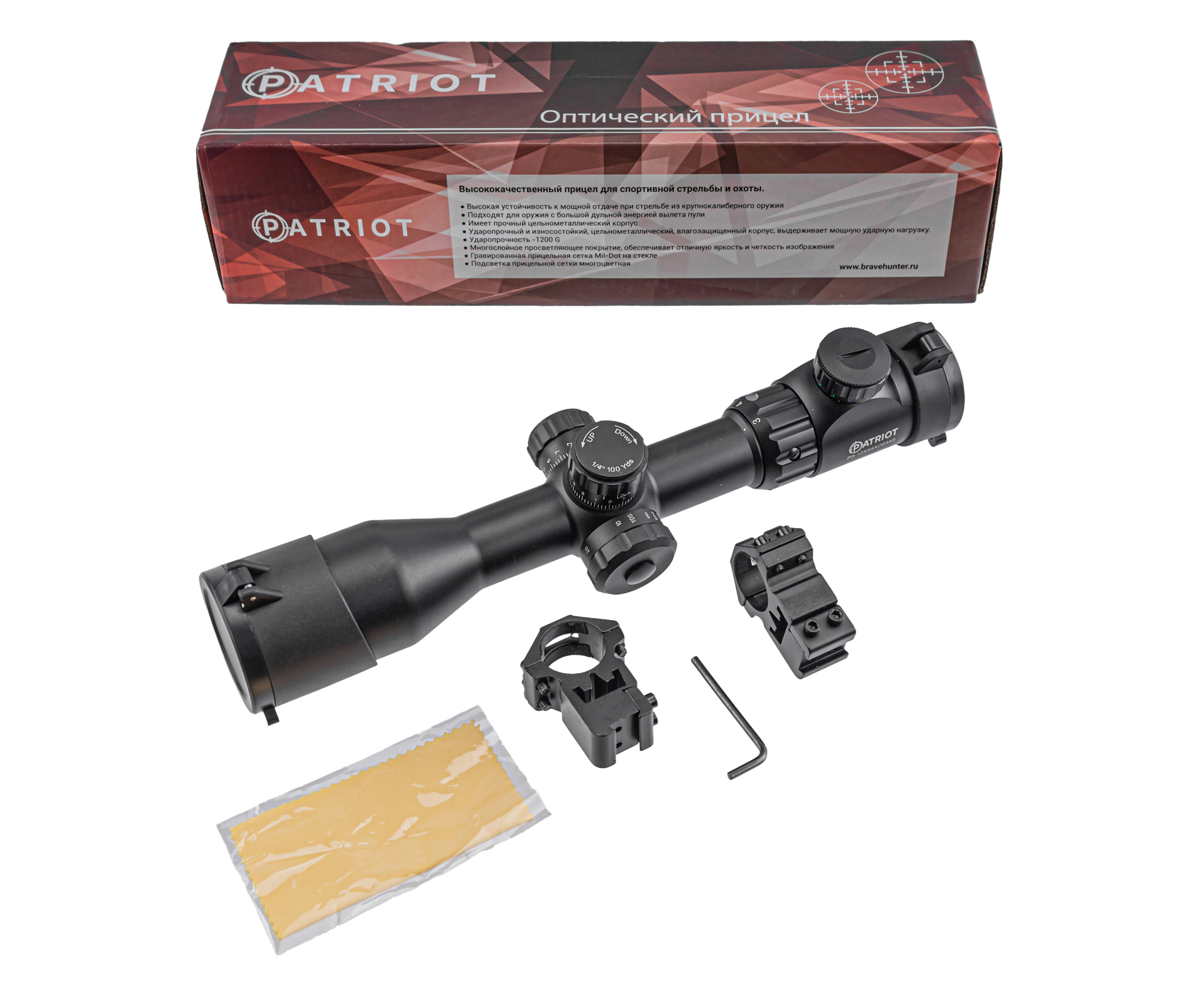 Оптический прицел Patriot 3-12x44 AOEMG (BH-PT312MG, 30 мм, Weaver, Mil-Dot, подсветка)