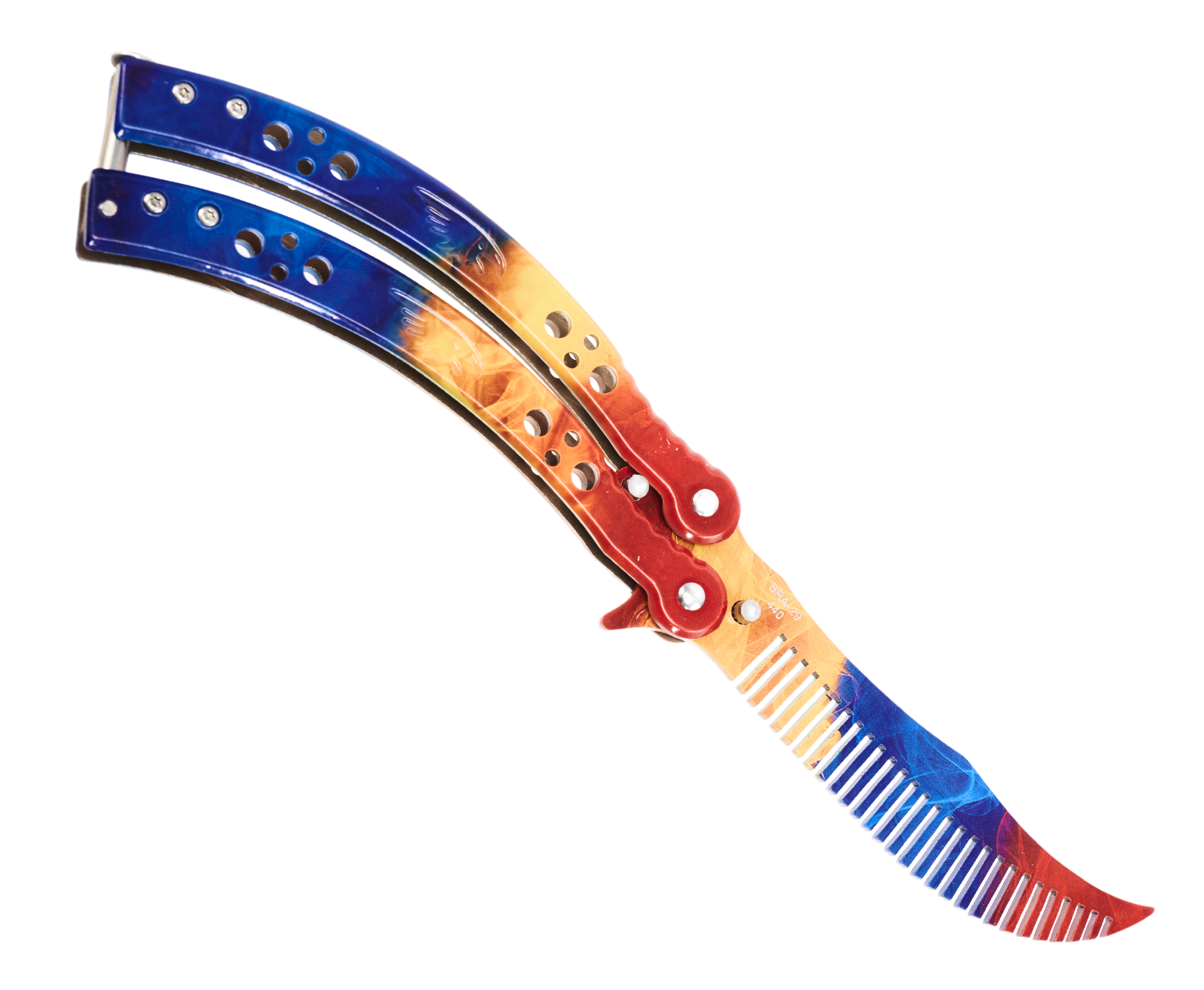 Нож тренировочный Ножемир Skalp BRA-29 (бабочка, расческа, мраморный градиент)