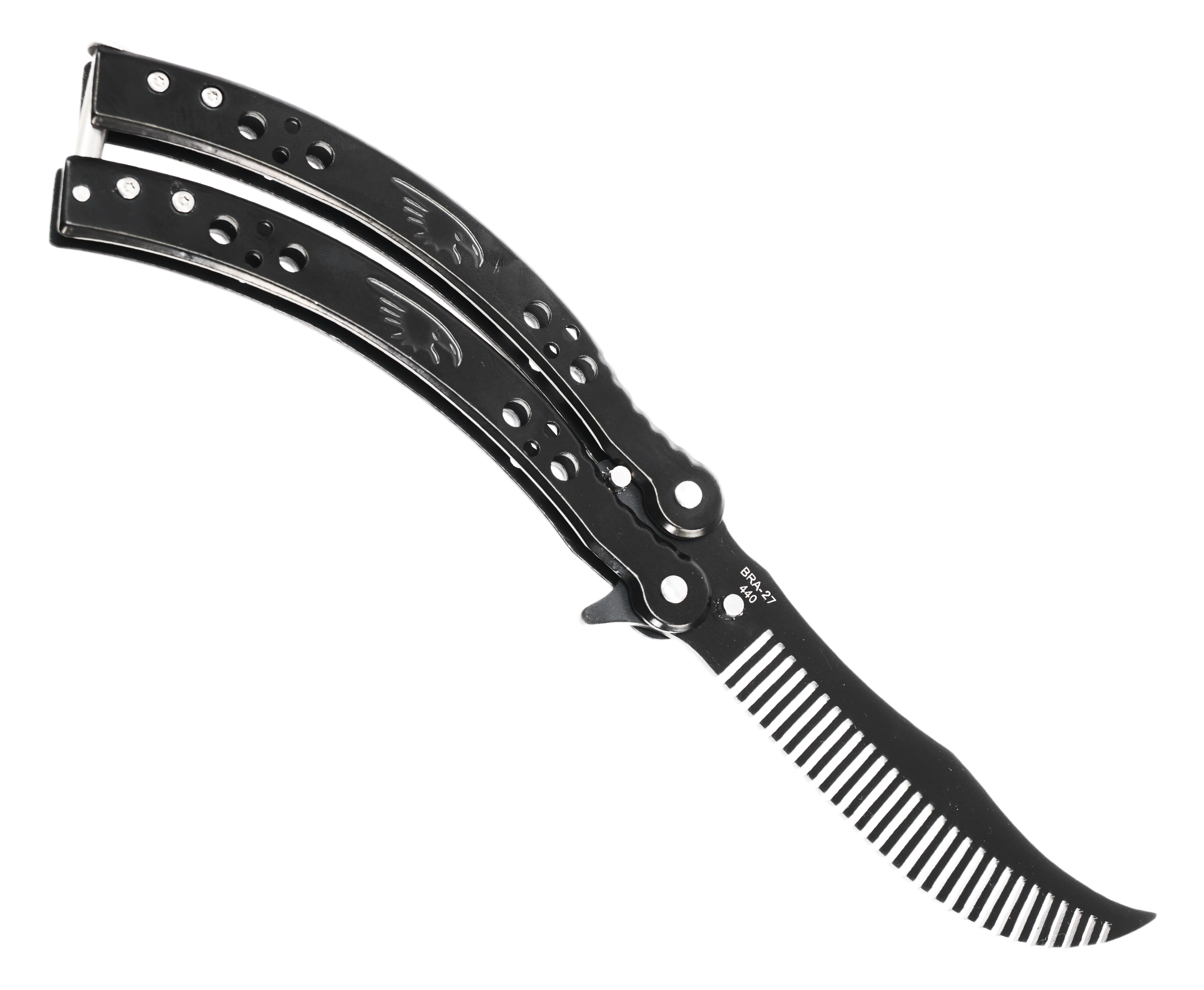 Нож тренировочный Ножемир Skalp BRA-27 (бабочка, расческа, черный)