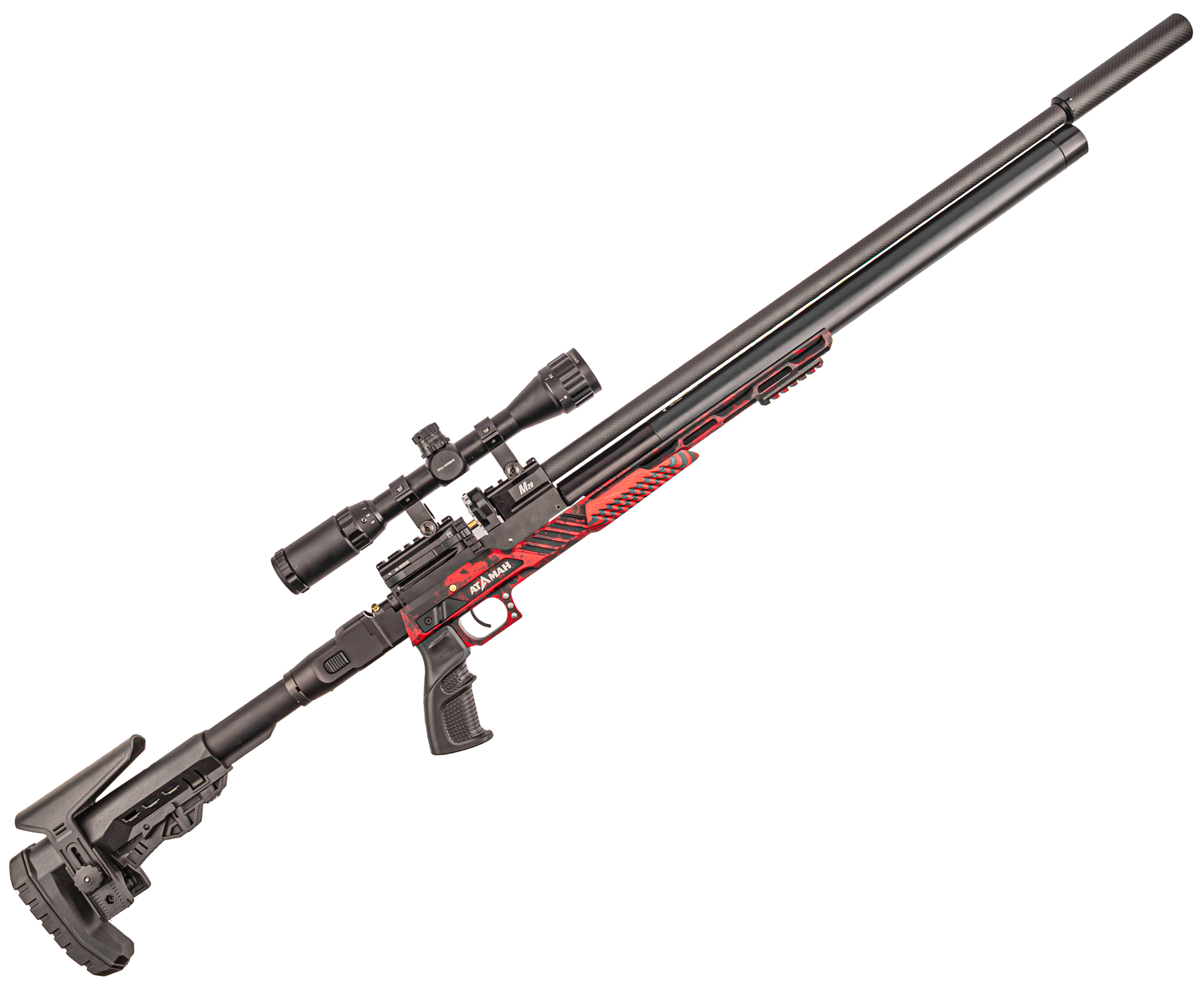 Пневматическая винтовка Ataman M20SD 650 Tactical Carbine 6.35 мм (алюминий, красный, под полнотел, редуктор)