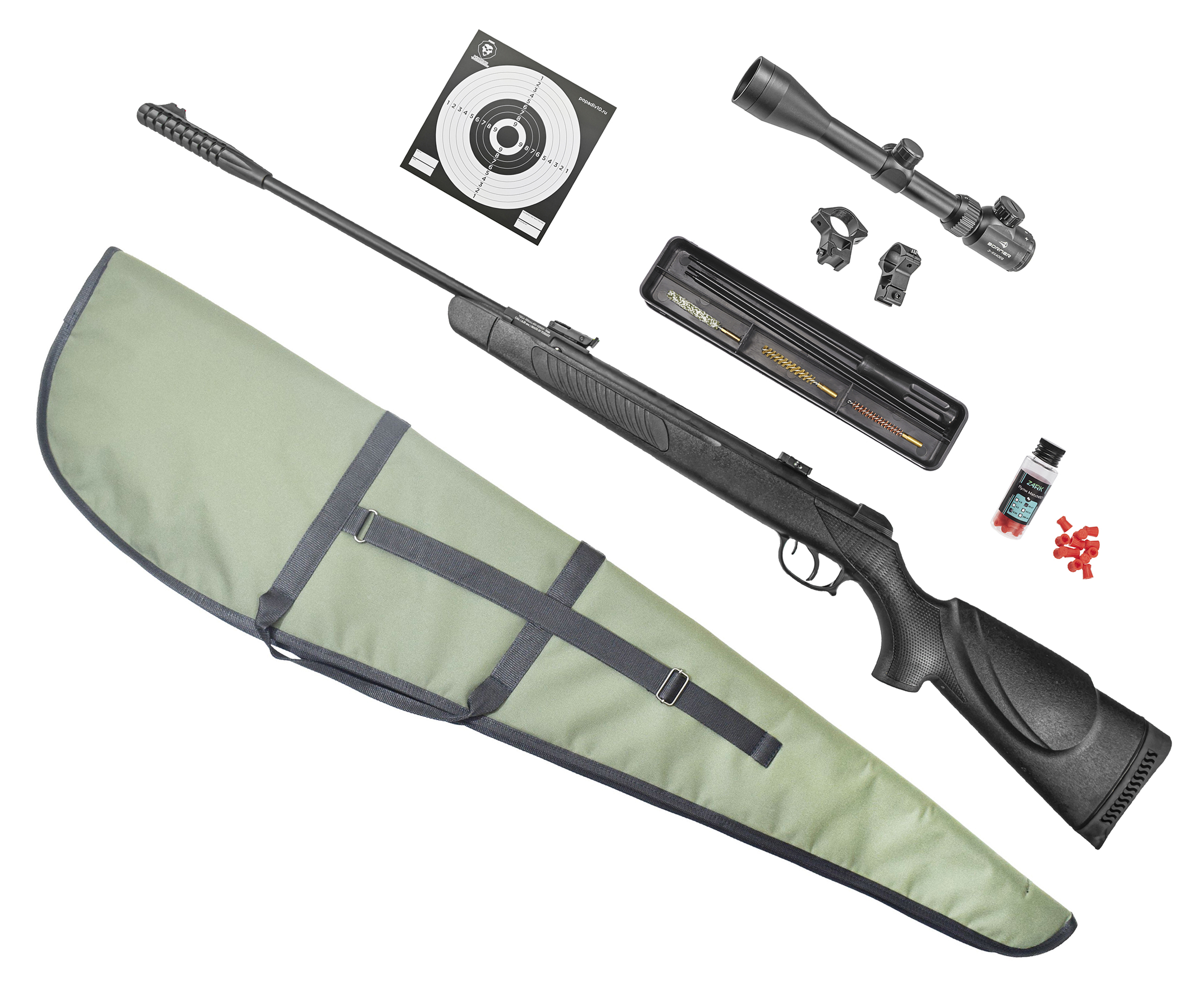 Пневматическая винтовка Kral Vega V-01 Hunter Set №4 6.35 мм (прицел, кольца, набор для чистки, мишени, пули, чехол, подарочный набор)