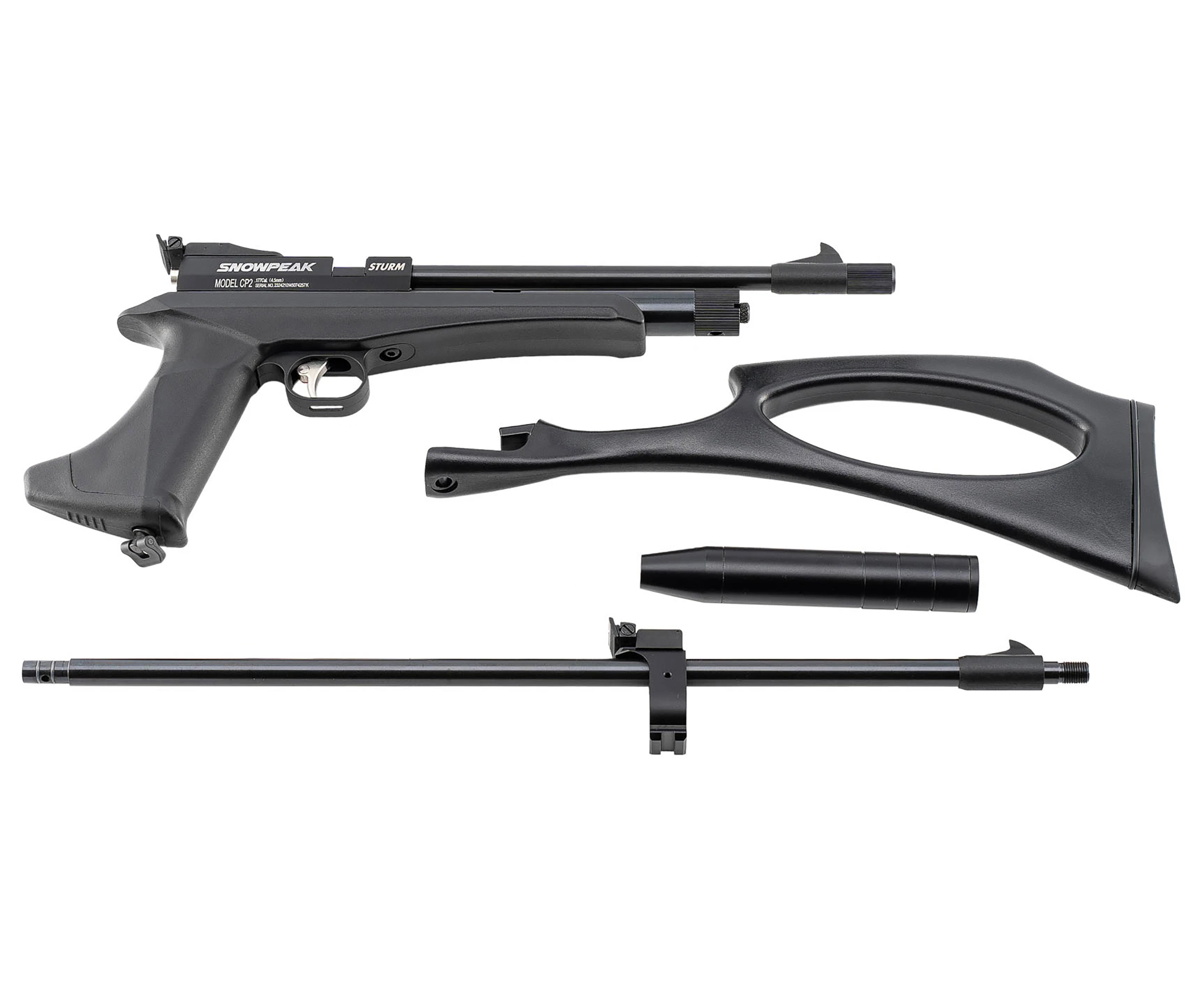 Пневматический пистолет Snowpeak CP2 Black 4.5 мм (CO2, черный, сменный ствол, приклад)
