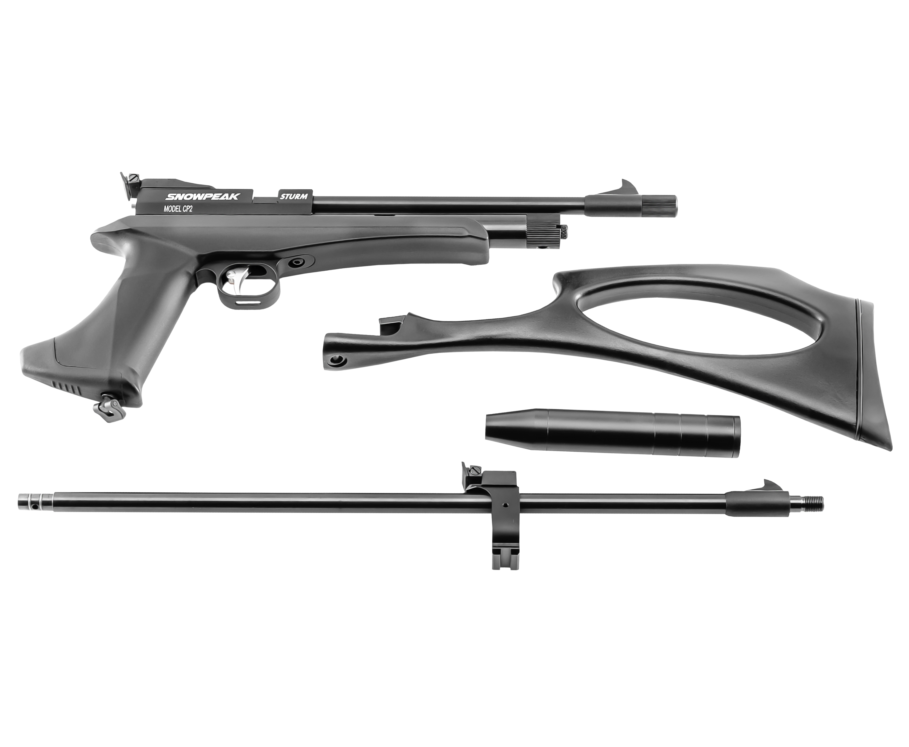 Пневматический пистолет Snowpeak CP2 Black 5.5 мм (CO2, черный, сменный ствол, приклад)