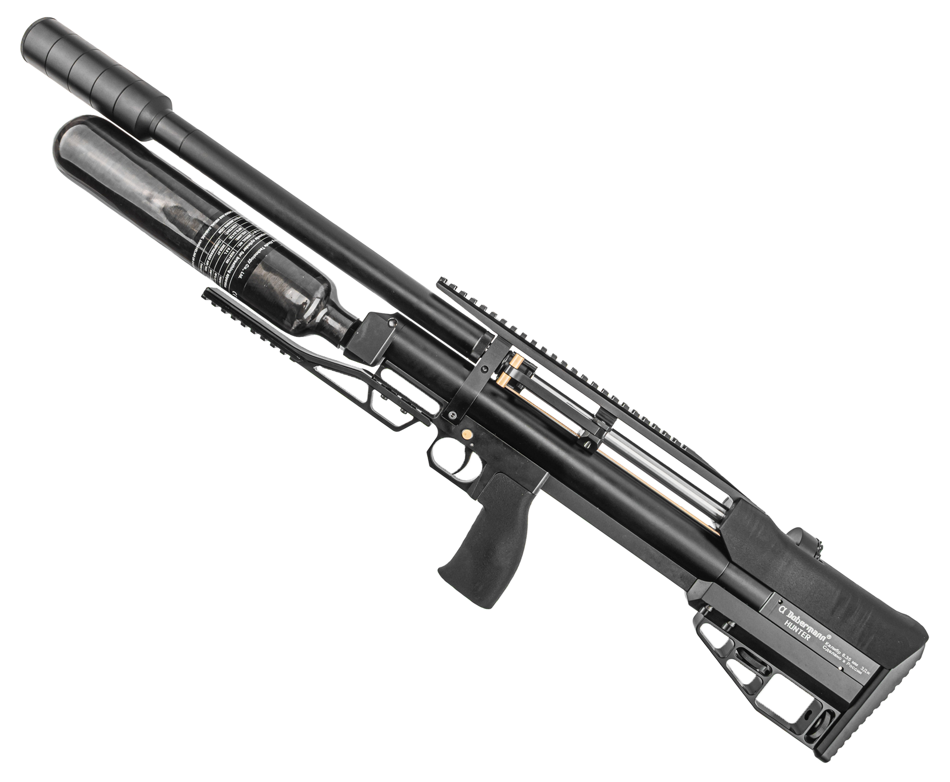 Пневматическая винтовка Dobermann Alfa Hunter 6.35 мм (600 мм, колба 0.5 л, прямоток, прямая рукоять)