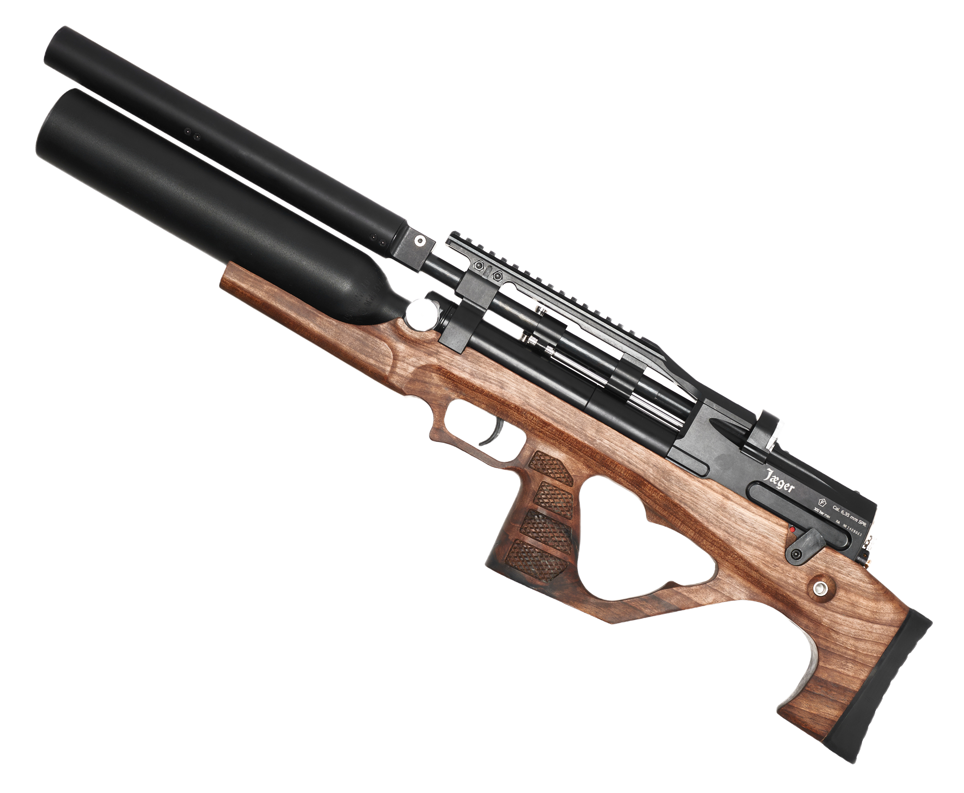Пневматическая винтовка Jager SPR BullPup 6.35 мм (470 мм, редуктор, передний взвод, AP, колба)