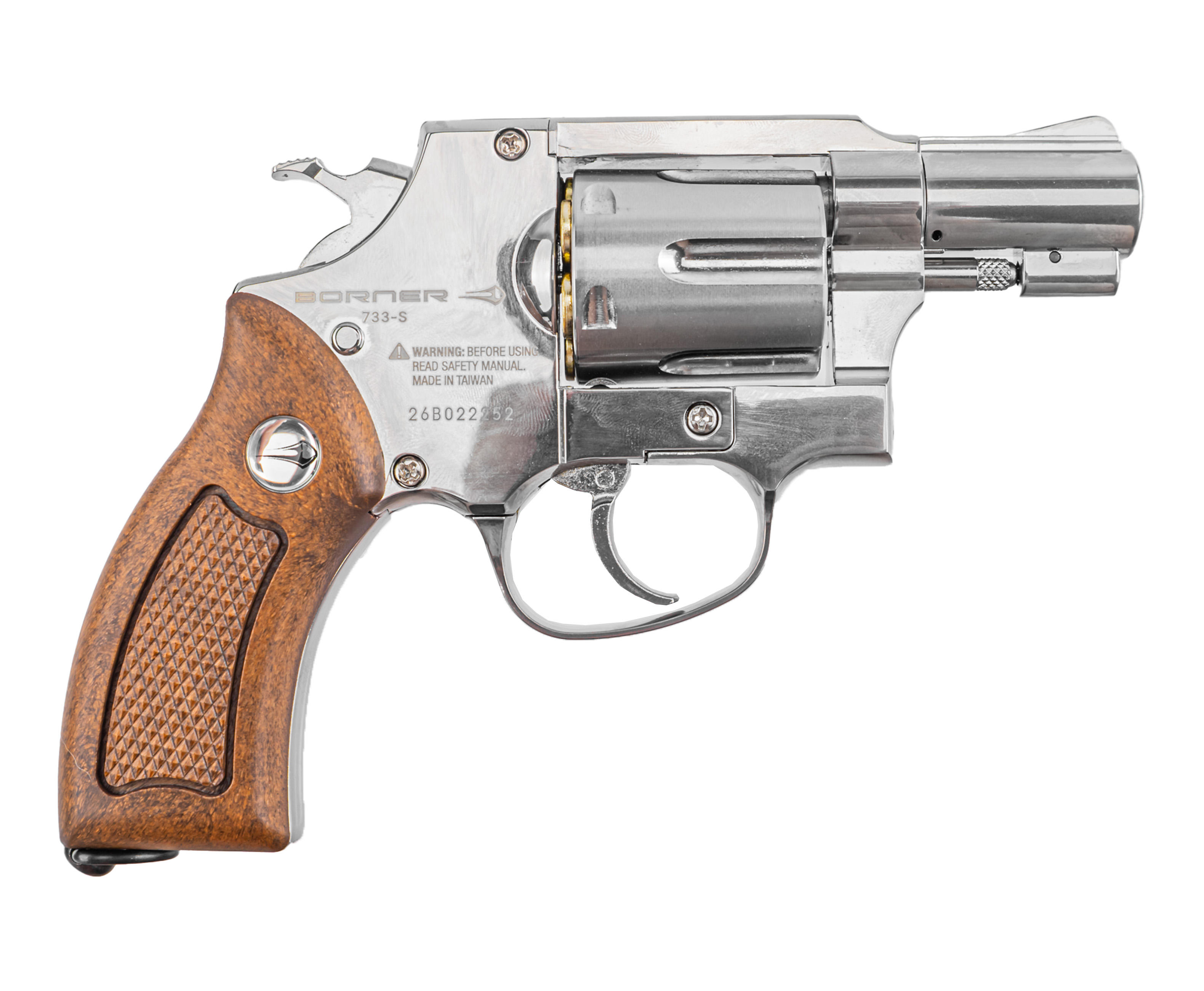 Пневматический револьвер Borner 733-S 4.5 мм (silver, шариковый)