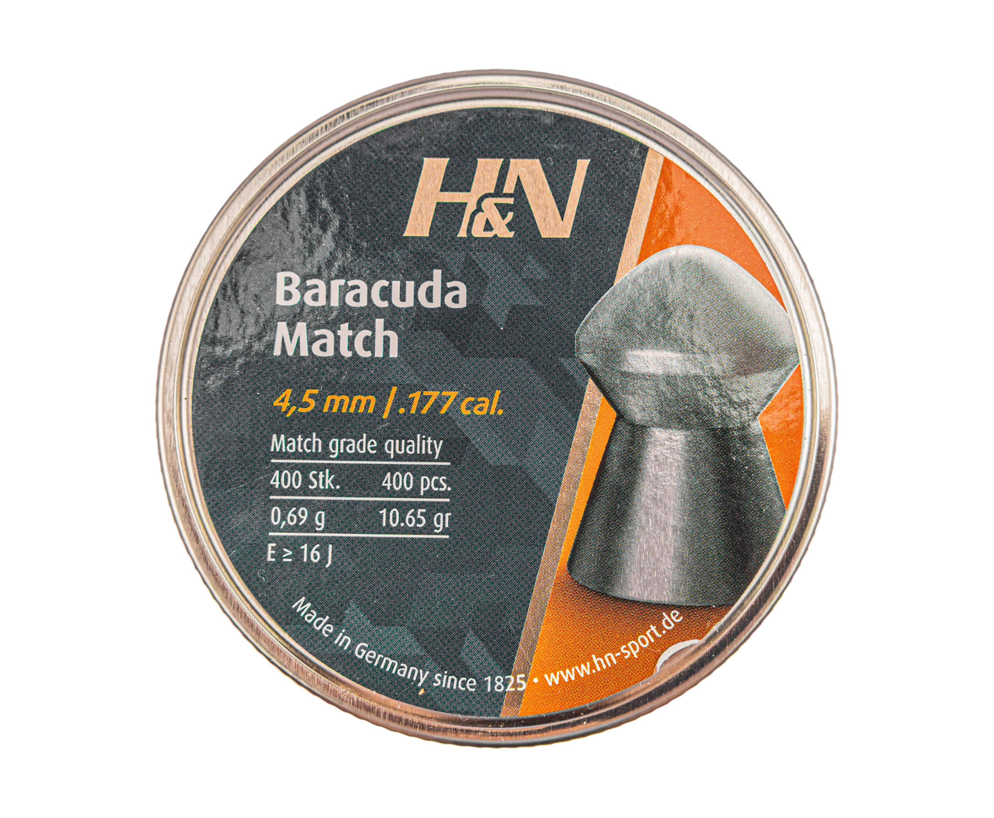 Пули пневматические H&N Baracuda Match 4.5 мм (0.69 г, 400 шт)