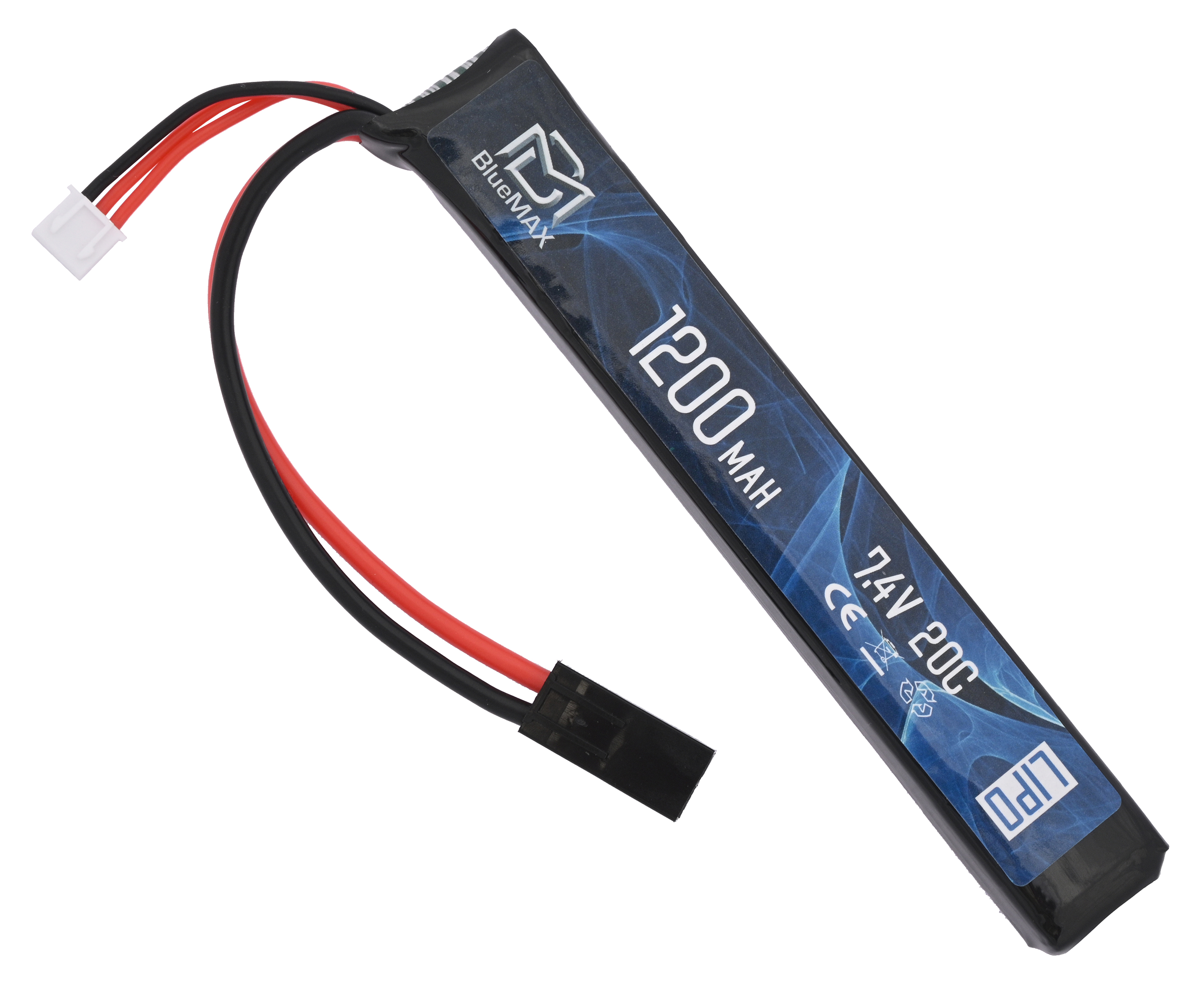 Аккумулятор BlueMax Li-Po 7.4V 1200mah 20C Stick (13.3x21x128 мм, G36, М-серия, Мини-Тамия)